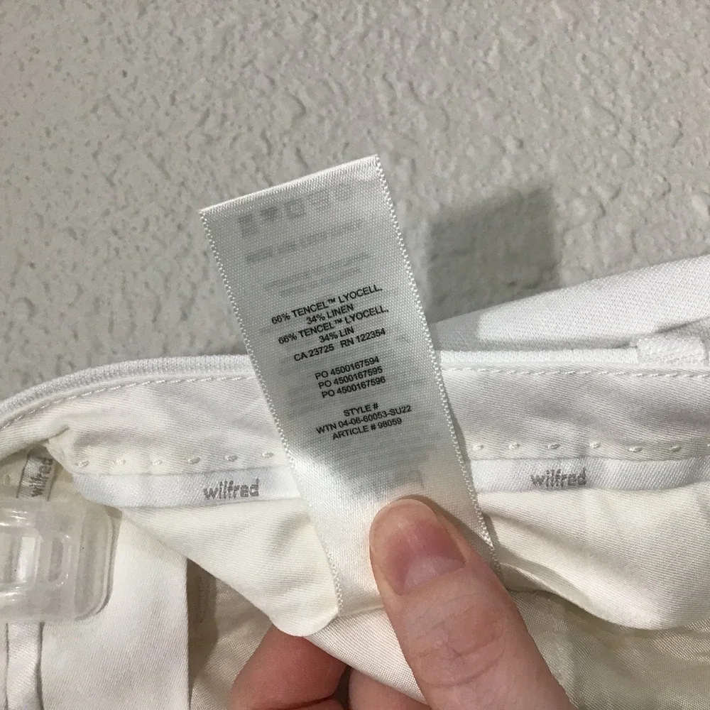 NWT Aritzia Wilfred Carrot Linen Pants White Sz 4 High Waist Trousers Minimalist